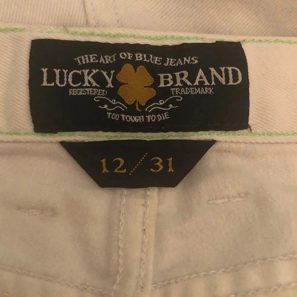 Lucky BRAND Sz 12/31 Cream "Abbey Double Roll Shorts" Women's Jeans Shorts - Picture 3 of 7